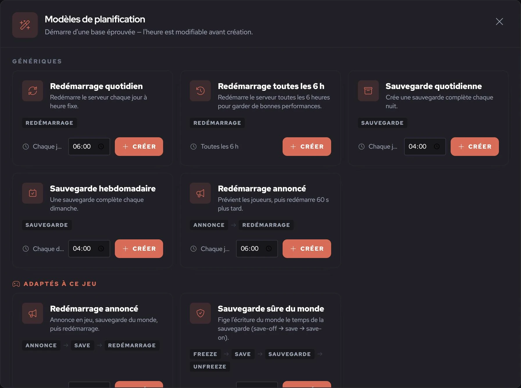 Scheduled task templates