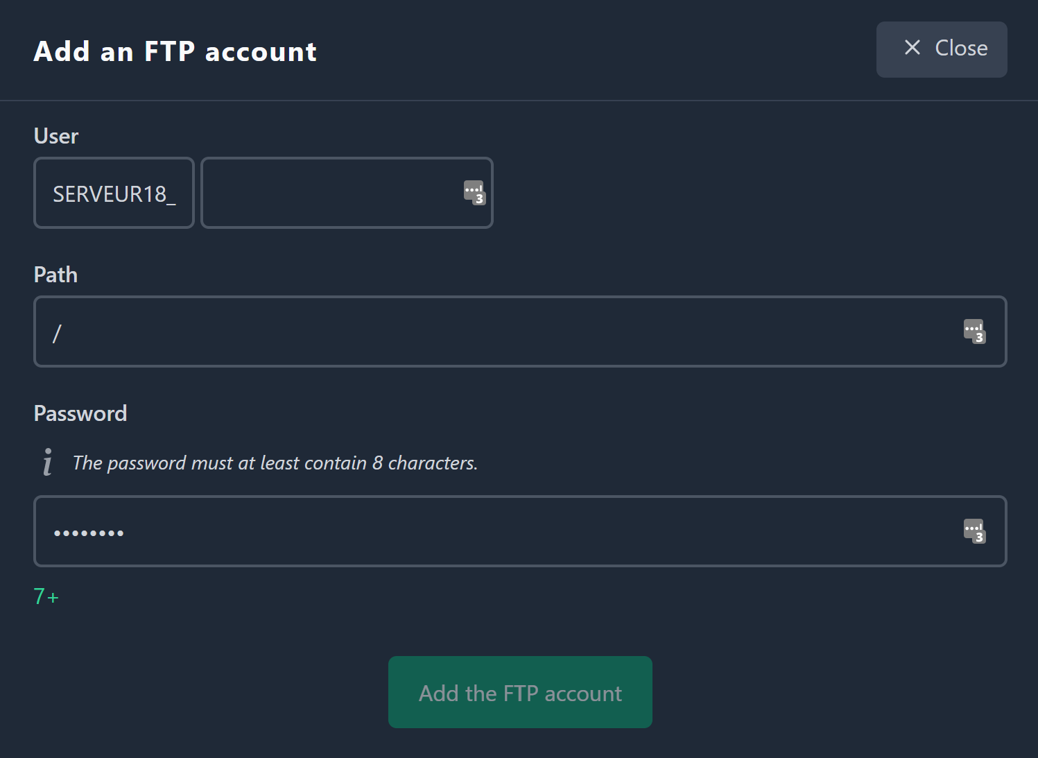 Accès FTP Account